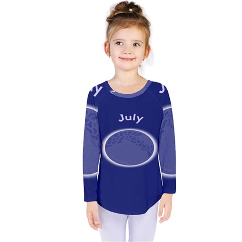 Moon July Blue Space Kids  Long Sleeve Tee by Mariart