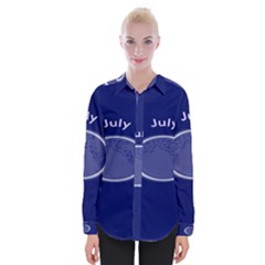 Moon July Blue Space Womens Long Sleeve Shirt