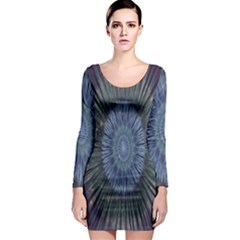 Peaceful Flower Formation Sparkling Space Long Sleeve Bodycon Dress