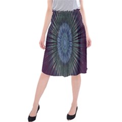 Peaceful Flower Formation Sparkling Space Midi Beach Skirt