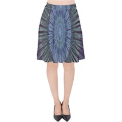 Peaceful Flower Formation Sparkling Space Velvet High Waist Skirt by Mariart