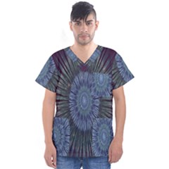 Peaceful Flower Formation Sparkling Space Men s V-neck Scrub Top