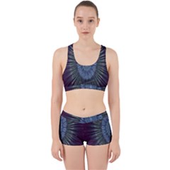 Peaceful Flower Formation Sparkling Space Work It Out Sports Bra Set by Mariart