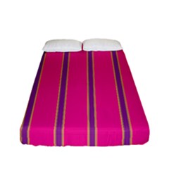 Pink Line Vertical Purple Yellow Fushia Fitted Sheet (full/ Double Size) by Mariart