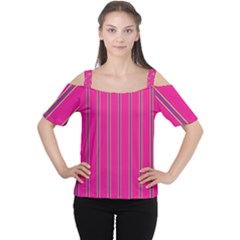 Pink Line Vertical Purple Yellow Fushia Cutout Shoulder Tee