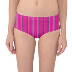 Pink Line Vertical Purple Yellow Fushia Mid-waist Bikini Bottoms