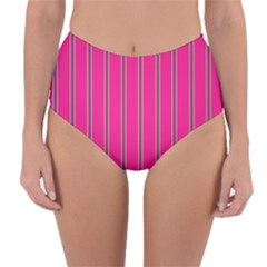 Pink Line Vertical Purple Yellow Fushia Reversible High-waist Bikini Bottoms