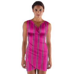 Pink Line Vertical Purple Yellow Fushia Wrap Front Bodycon Dress by Mariart