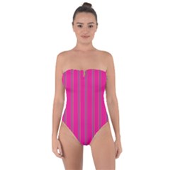 Pink Line Vertical Purple Yellow Fushia Tie Back One Piece Swimsuit