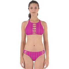 Pink Line Vertical Purple Yellow Fushia Perfectly Cut Out Bikini Set