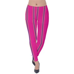 Pink Line Vertical Purple Yellow Fushia Velvet Leggings by Mariart