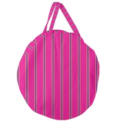 Pink Line Vertical Purple Yellow Fushia Giant Round Zipper Tote