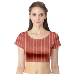 Line Vertical Orange Short Sleeve Crop Top