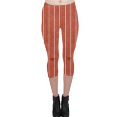 Line Vertical Orange Capri Leggings 