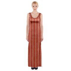 Line Vertical Orange Maxi Thigh Split Dress