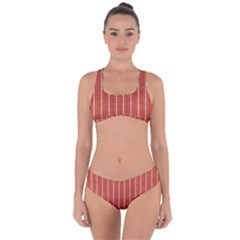 Line Vertical Orange Criss Cross Bikini Set by Mariart