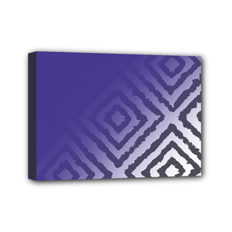 Plaid Blue White Mini Canvas 7  X 5  by Mariart