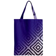 Plaid Blue White Zipper Classic Tote Bag