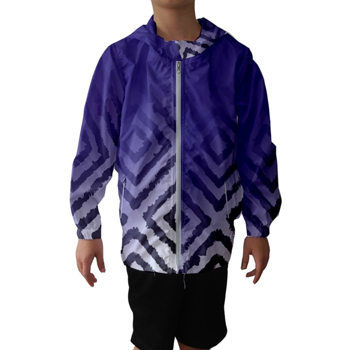 Plaid Blue White Hooded Wind Breaker (Kids)