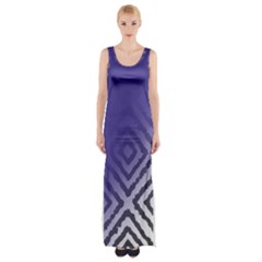 Plaid Blue White Maxi Thigh Split Dress by Mariart