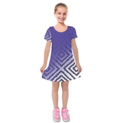 Plaid Blue White Kids  Short Sleeve Velvet Dress