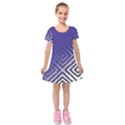 Plaid Blue White Kids  Short Sleeve Velvet Dress View1