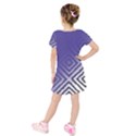 Plaid Blue White Kids  Short Sleeve Velvet Dress View2