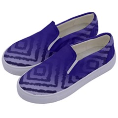 Plaid Blue White Kids  Canvas Slip Ons