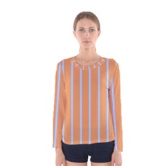 Rayures Bleu Orange Women s Long Sleeve Tee