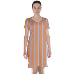 Rayures Bleu Orange Short Sleeve Nightdress