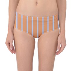 Rayures Bleu Orange Mid-waist Bikini Bottoms