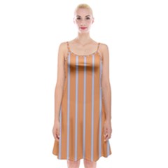 Rayures Bleu Orange Spaghetti Strap Velvet Dress