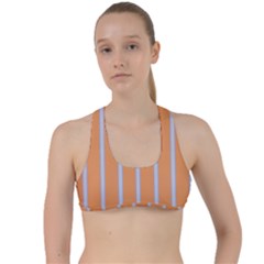 Rayures Bleu Orange Criss Cross Racerback Sports Bra by Mariart