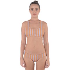 Rayures Bleu Orange Cross Back Hipster Bikini Set