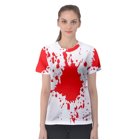 Red Blood Splatter Women s Sport Mesh Tee by Mariart