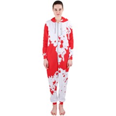 Red Blood Splatter Hooded Jumpsuit (ladies)  by Mariart