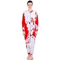 Red Blood Splatter Onepiece Jumpsuit (ladies)  by Mariart