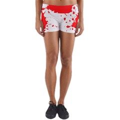 Red Blood Splatter Yoga Shorts by Mariart