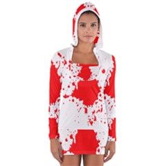 Red Blood Splatter Long Sleeve Hooded T-shirt