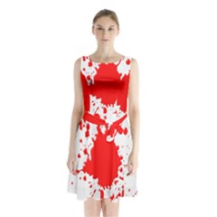 Red Blood Splatter Sleeveless Waist Tie Chiffon Dress by Mariart