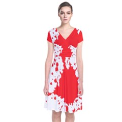 Red Blood Splatter Short Sleeve Front Wrap Dress by Mariart