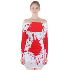 Red Blood Splatter Long Sleeve Off Shoulder Dress by Mariart