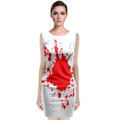 Red Blood Splatter Sleeveless Velvet Midi Dress