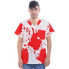 Red Blood Splatter Men s V-neck Scrub Top