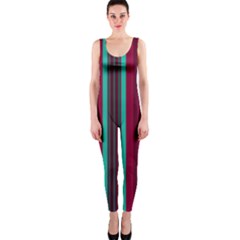 Red Blue Line Vertical Onepiece Catsuit by Mariart