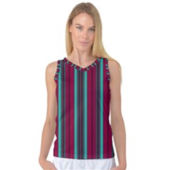 Red Blue Line Vertical Women s Basketball Tank Top by Mariart