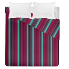 Red Blue Line Vertical Duvet Cover Double Side (queen Size) by Mariart