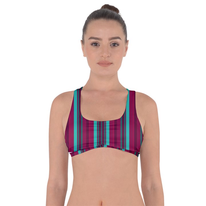 Red Blue Line Vertical Got No Strings Sports Bra