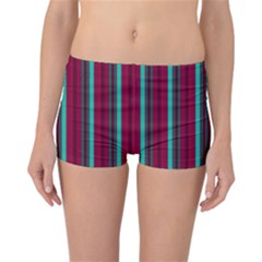 Red Blue Line Vertical Reversible Boyleg Bikini Bottoms by Mariart