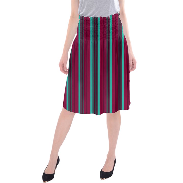 Red Blue Line Vertical Midi Beach Skirt